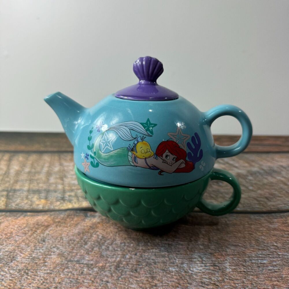 Disney Zak Designs Little Mermaid 2 Piece Stacking Ceramic Tea Set